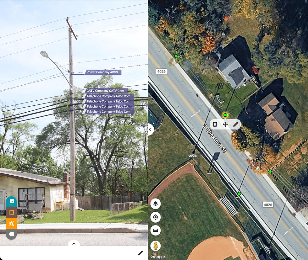 Annotated pole photo (no height measurements, but attachment order captured)