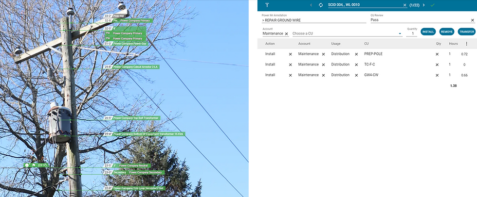 pole photo with calibrated heights next to application job summary 