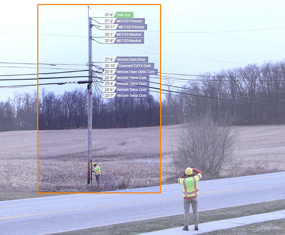 Picture of pole with calibrated heights on pole for OSP design. 