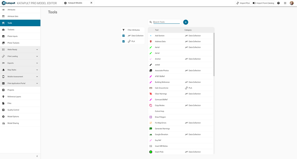 Model editor set up page