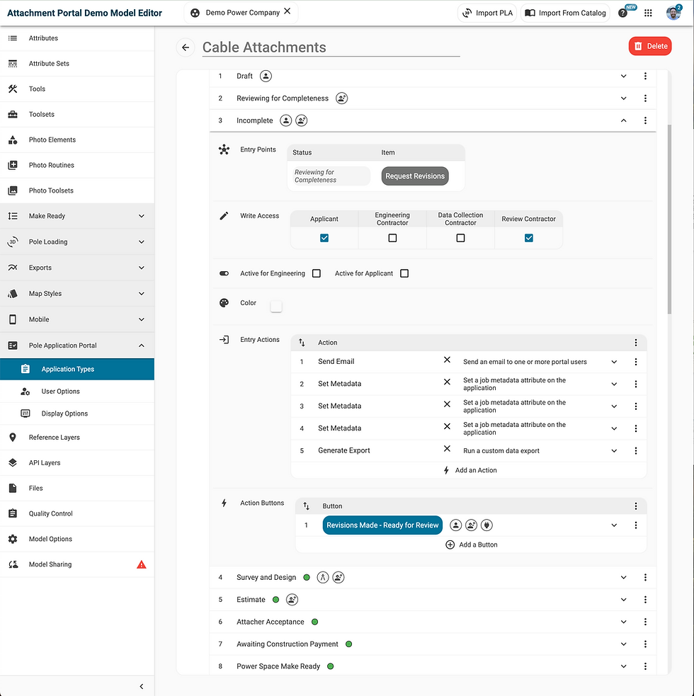 cable attachments project type configuration within Katapult Pro