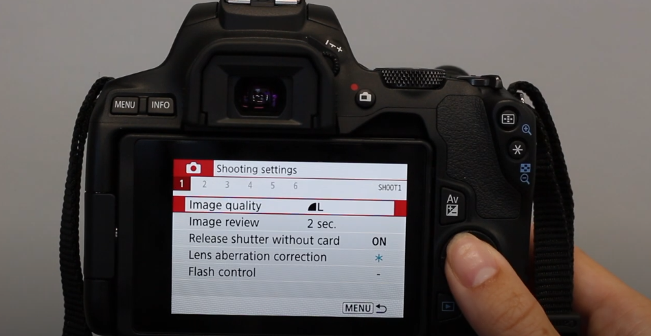 setting the correct image quality on camera