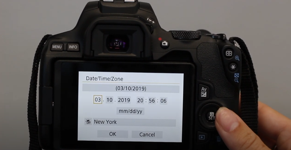 setting correct date and time on camera